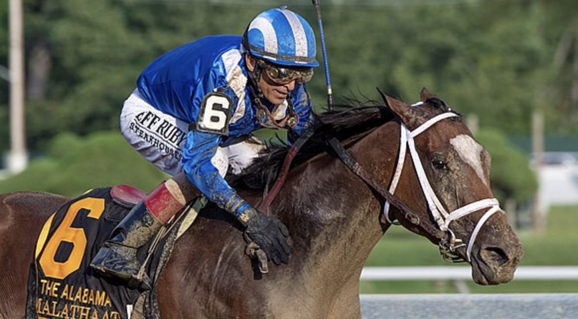 Malathaat wins the Alabama stakes at Saratoga race track