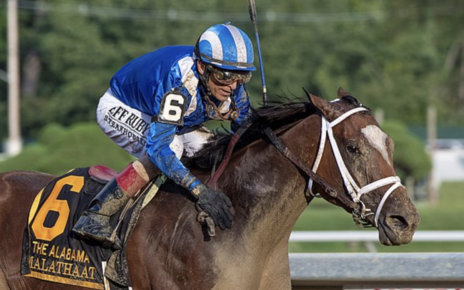 Malathaat wins the Alabama stakes at Saratoga race track